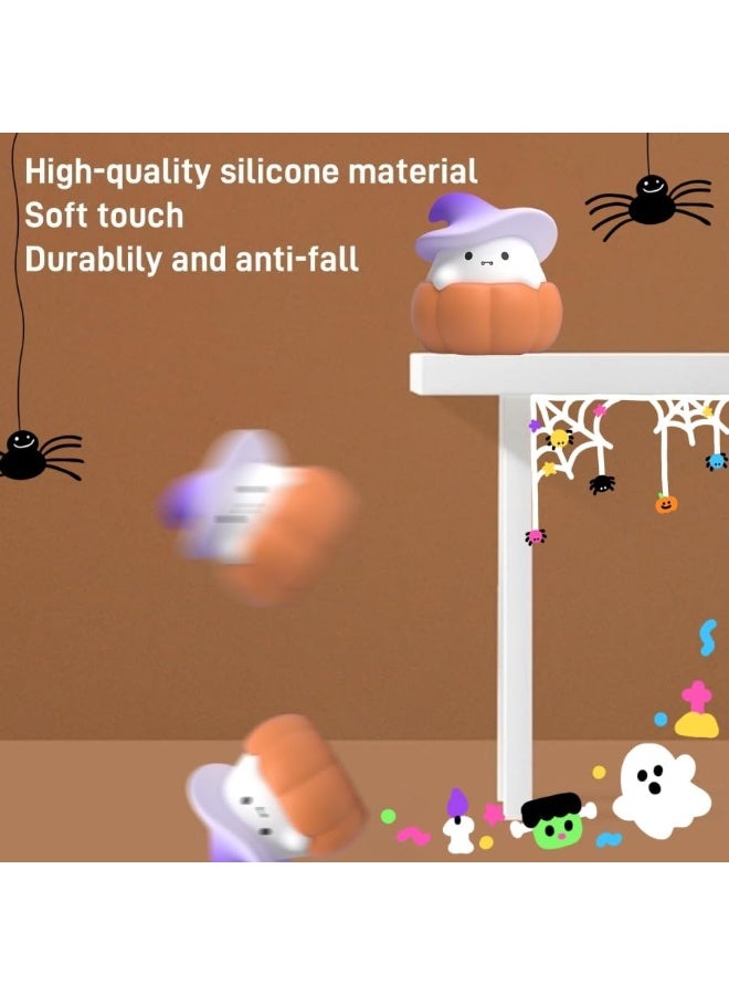 Cute Pumpkin Witch Night Light for Kids, Kawaii  Hat Wizard Lamps, 3 Level Dimmable Nursery Nightlight, Rechargeable Silicone Light Up, Cute Stuff Night Light for Baby Kids Teens (Purple Hat) - Image 5